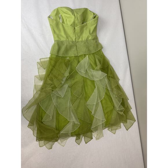 Vintage Y2K 90s Fairy Dress Strapless Handkerchief Hem Ruffles Tinkerbell Small - Picture 8 of 10
